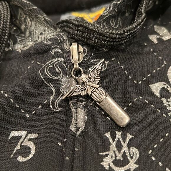 VTG Avirex all over print silver logo full zip sweatshirt size XL rare in EUC - Picture 4 of 14